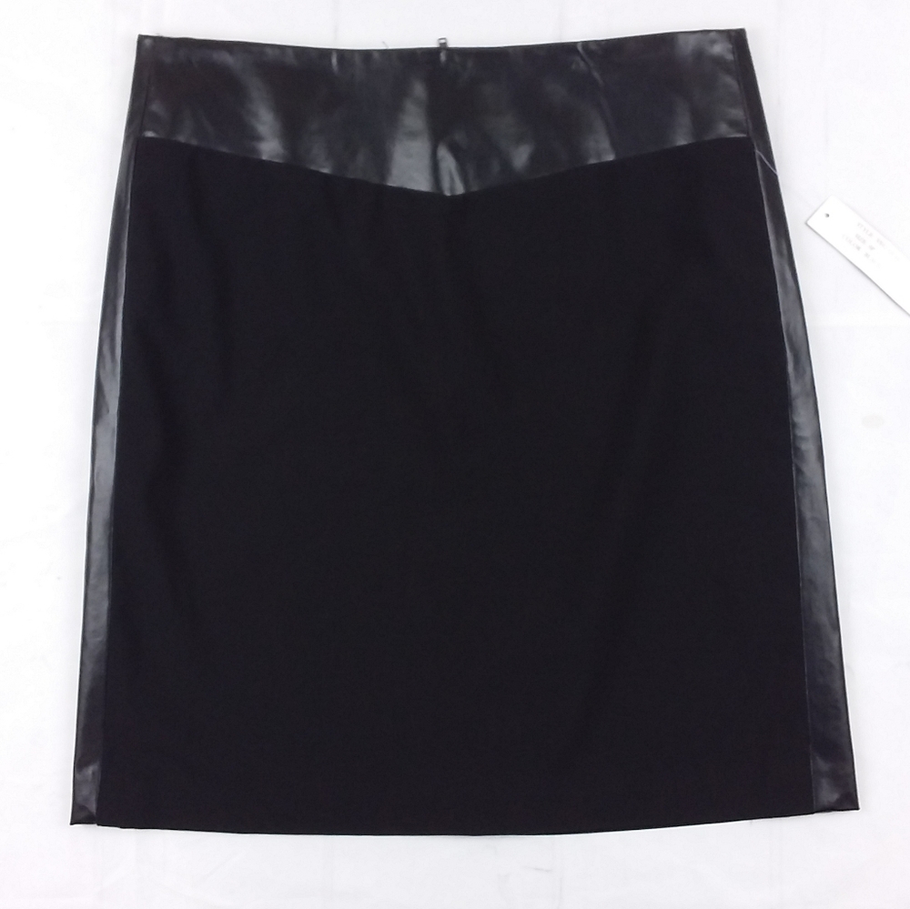 Larry Levine Faux Leather Panel Pencil Skirt Black